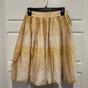 Vintage Silk Beige and Yellow Plaid Skirt